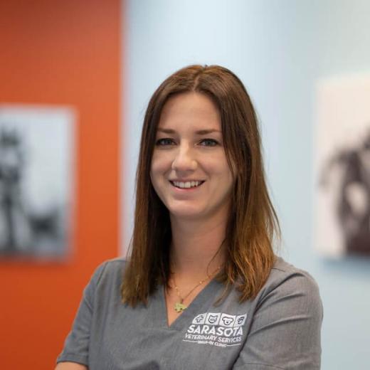 Sammy, veterinary technician, at the veterinary clinic in Sarasota